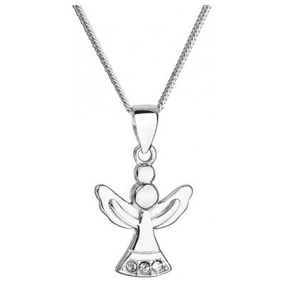 Evolution Group Strieborný náhrdelník anjel so Swarovski kryštálmi biely 32078.1