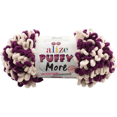 Alize příze Puffy More 6537 purpurově fialová a krémová