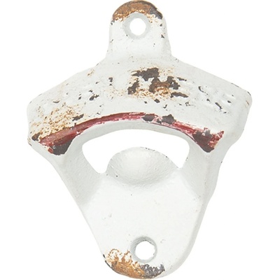 Bílý kovový otvírák na láhve na zeď - 6*3*8 cm - Clayre & Eef