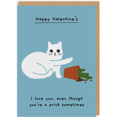 Ohh Deer Valentýnské přání I love you even though you're a prick sometimes, modrá barva, papír