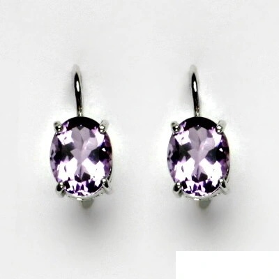 Čištín stříbrné náušnice přírodní světlý ametyst NK 1244