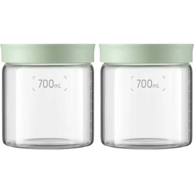 Buydeem Glass storage box 700ml x2, model CS1014, color Cozy Greenish (CS1014-CG)