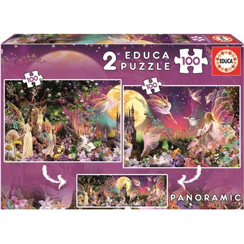 Educa - Puzzle 2x100 Fairytale fairies panoráma - 100 piese