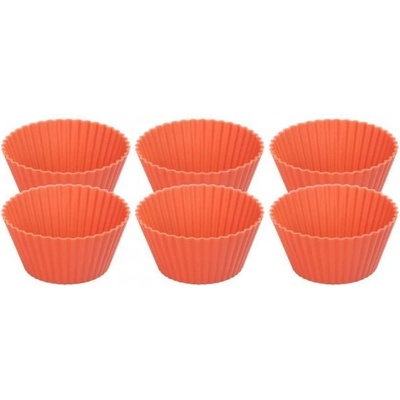 MagicHome Forma na cupcake silikon červená set 6 ks 6,5x6,5x3 cm
