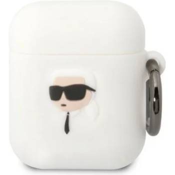 Karl Lagerfeld Кейс Karl Lagerfeld KLA2RUNIKH AirPods 1/2, бял / бял, Silicone Karl Head 3D (KF001462-0)