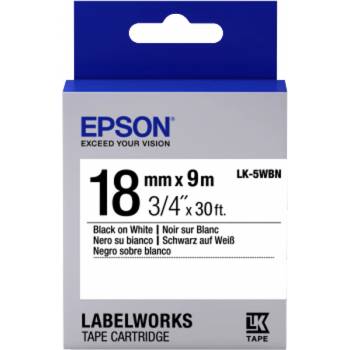 Epson LabelWorks LK-5WBN C53S655006 18мм x 9м, черно копиране / бял фон, оригинален лента (C53S655006)