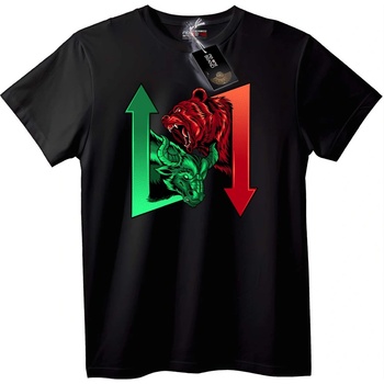 NOONEBRAND Тениска Бик и Мечка Пазар - XS, Black