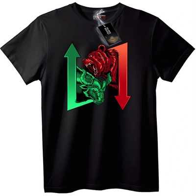 NOONEBRAND Тениска Бик и Мечка Пазар - XS, Black