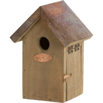 Esschert Design Dřevěná ptačí budka pro střízlíka obecného měděná střecha, přírodní