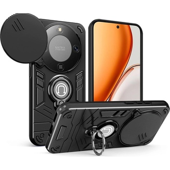 Huawei Калъф за Honor Magic8 Lite 5G, PC+TPU, с Плъзгащ Капак за Камера (CamShield), Пръстен и Стенд, Магнитен за Кола (Черен, Син)