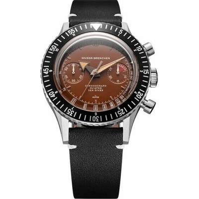 Nivada Grenchen Chronomaster Tropical - Black Leather White Stitching