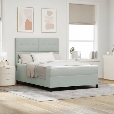 zahrada-XL 3339842 Postel s boxspringem s matrací Světle šedá samet