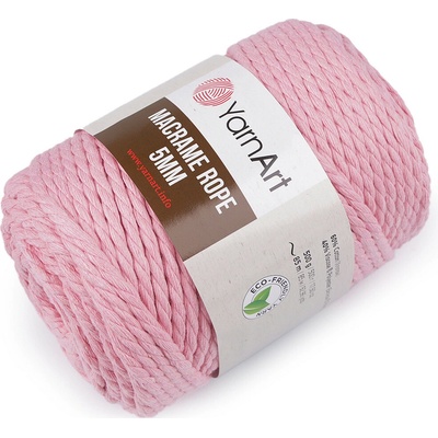Macrame Rope 5 mm Pletací příze 500 g - 21 (762) růžová světlá