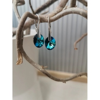 For You náušnice Swarovski elements oval modré BERMUDA BLUE Nau-oval-111