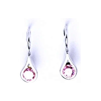 Čištín Stříbrné náušnice, zirkon pink VE 5 7623