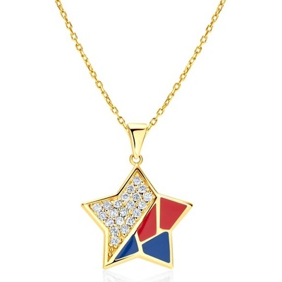 Savicki Náhrdelník hviezda žlté zlato, diamanty SAVMAYN-LBR-1423