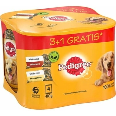 Pedigree Adult v želé kuracie hovädzie 4 x 400 g