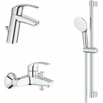 GROHE Комплект смесители за мивка и вана Grohe Eurosmart New M с хромиран душ комплект (23322001+33300002+27853003)