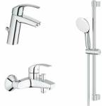 GROHE Смесител за мивка и вана Grohe Eurosmart New M с хромиран душ комплект (23322001+33300002+27853003)