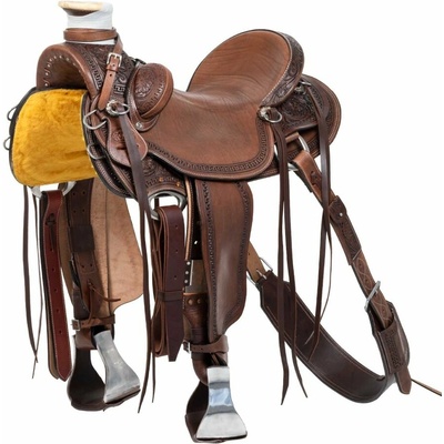 Westernové sedlo Pool's WADE WITH REAR CINCH AND KNIFE SHEATH Tmavě hnědá