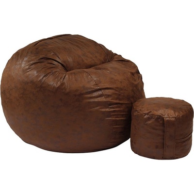 PUFRELAX Комплект, Барбарон и табуретка за крака, 700л. , King Size, Iced Coffee, Перящ се калъф, Трансформира се в легло, Пълнеж с микс от мемори пяна и дунапрен, Гама Premium, 8446 (PUF-M-KO-PT-CAF)