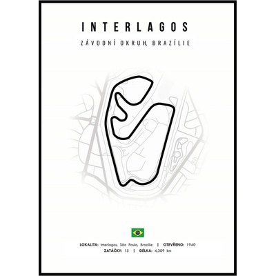 Jen tak z lásky Plakát Závodní okruhy Rozměr plakátu: 30 x 40 cm, Závodní okruh: Interlagos, Barevná varianta: Bílá