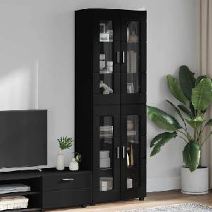 vidaXL Висок шкаф FLORIN 60 x 35 x 182 см Черно Инженерна дървесина (3397905)