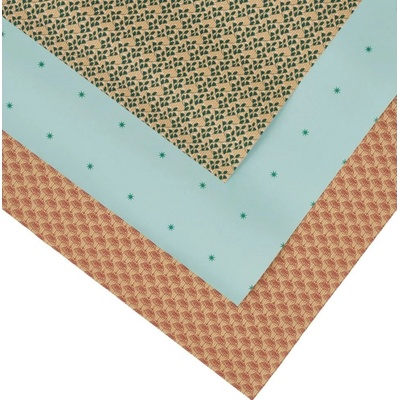 Dárkový balící papír House Doctor CRAFTY SET/3ks tyrkysová-hnědá