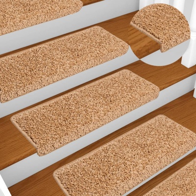 vidaXL Изтривалки за стълби, 10 бр. , 65x21x4 см, бежови, с правоъгълен кант