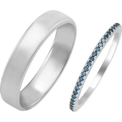 Eppi Zlatý eternity prsten s modrými diamanty a pánský komfortní Oana RW35917