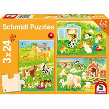 Schmidt Spiele - Puzzle 3x24 My Farmyard Friends - 40 - 99 piese