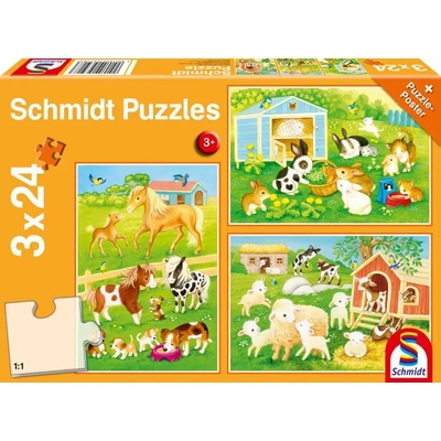 Schmidt Spiele - Puzzle 3x24 My Farmyard Friends - 40 - 99 piese