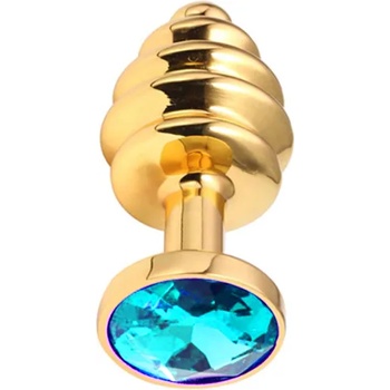 Image 1 of Sensual Метално дилдо Butt Plug с оребрение "GOLD HONEY MARE" 9 см. Размер - L