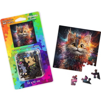 WoodMix Puzzles Дървен пъзел WoodMix, Котки, 40 части - Pixie-Bob (WM-P40-0015)