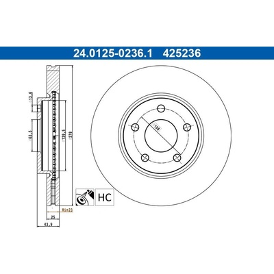 Brzdový kotouč ATE 24.0125-0236.1 | Zboží Auto