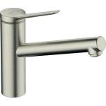 Hansgrohe Zesis M33 150 кухненски смесител с едноръкохватков механизъм, матиран хром, 1 нисконапорна струя, топла вода (74806800)