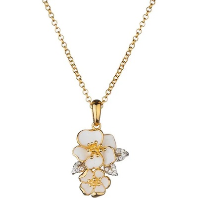 Swan Сребърно колие със златно покритие с висулка цветя PJ313N Swan
