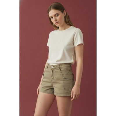 Boohoo dámské cargo šortky s kapsami khaki