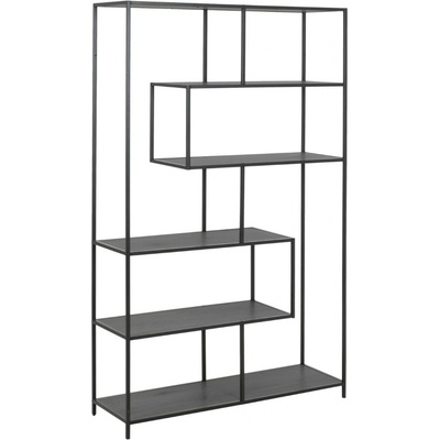 Knihovna Seaford XV černá kovová industriální do obýváku a kanceláře 114 cm Actona