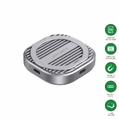 Кутия за външна памет M. 2 SSD за устройства с MagSafe и USB-C порт (сив) - 4smarts Magnetic M. 2 SSD Enclosure and Kickstand with MagSafe (541094)