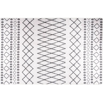 vidaXL Килим, миещ се, 160x230 см, черно и бяло, противоплъзгащ (337973)