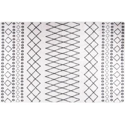 vidaXL Килим, миещ се, 160x230 см, черно и бяло, противоплъзгащ (337973)