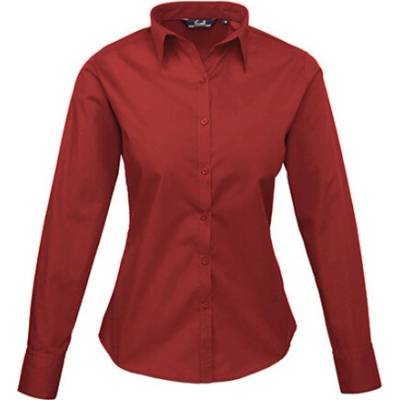 Premier Workwear Dámska košeľa s dlhým rukávom PR300 Burgundy