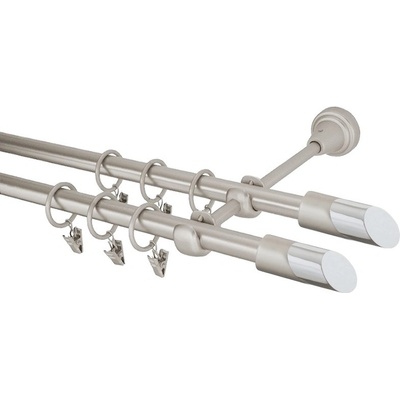 GARNÝŽE-HEBR Garnýž Piza II double chrom mat dvojitá 320 cm