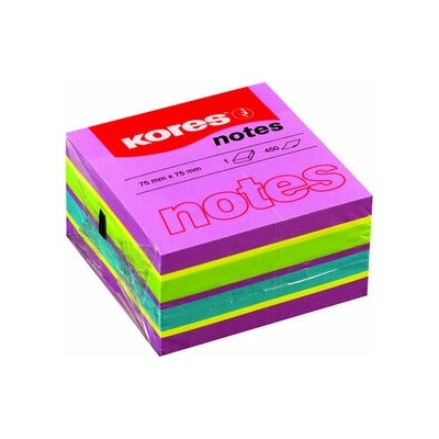 Kores Neónové bločky CUBO Spring 450 lístkov 75x75mm, mix farieb (purpurová, žltá, modrá, zelená)