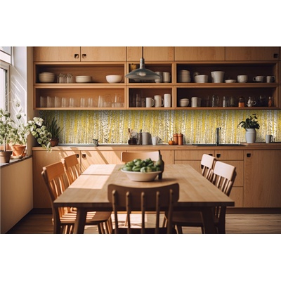 Фототапет за кухня - жълта брезова горичка 420 x 60 см