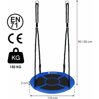 Springos záhradná hojdačka Čapí hniezdo 110 cm modro-čierna