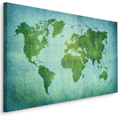 MyBestHome BOX Plátno Zeleno-Modrá Mapa Světa Varianta: 100x70