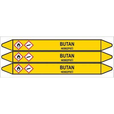 Značení potrubí, butan,3 ks, 355 × 37 mm PZ 007391