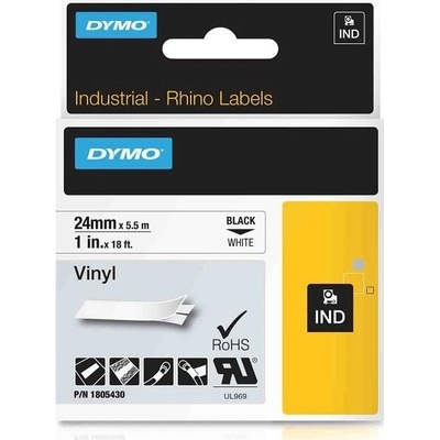 DYMO vinylová páska RHINO D1 24 mm x 5,5 m, černá na bílé, 1805430